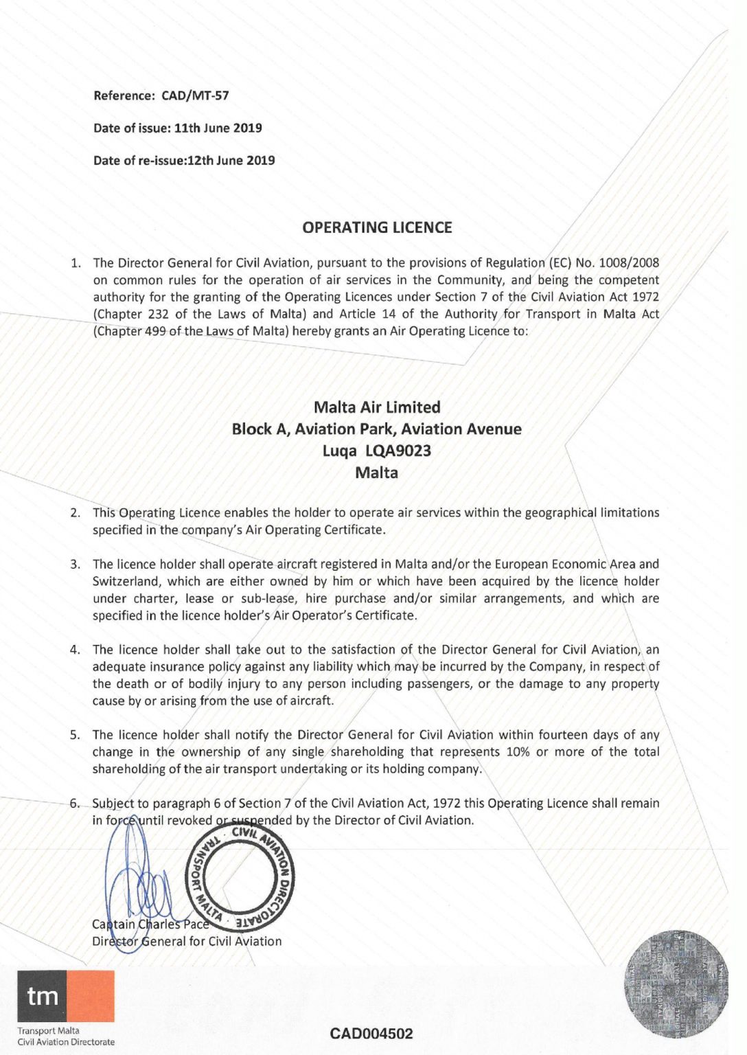 Official Certification Malta MedAir